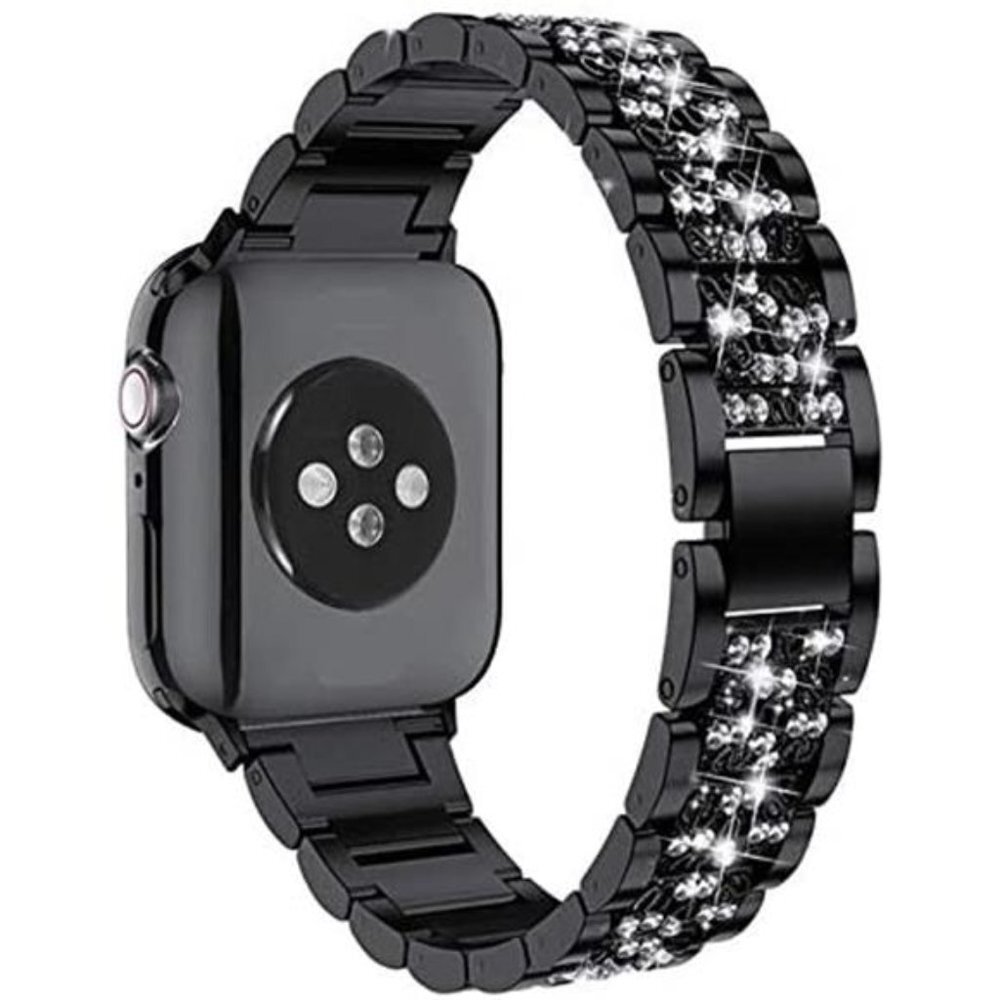 NEW Black Bling Rhinestone Apple Watch Band + Case - Picture 2 of 5